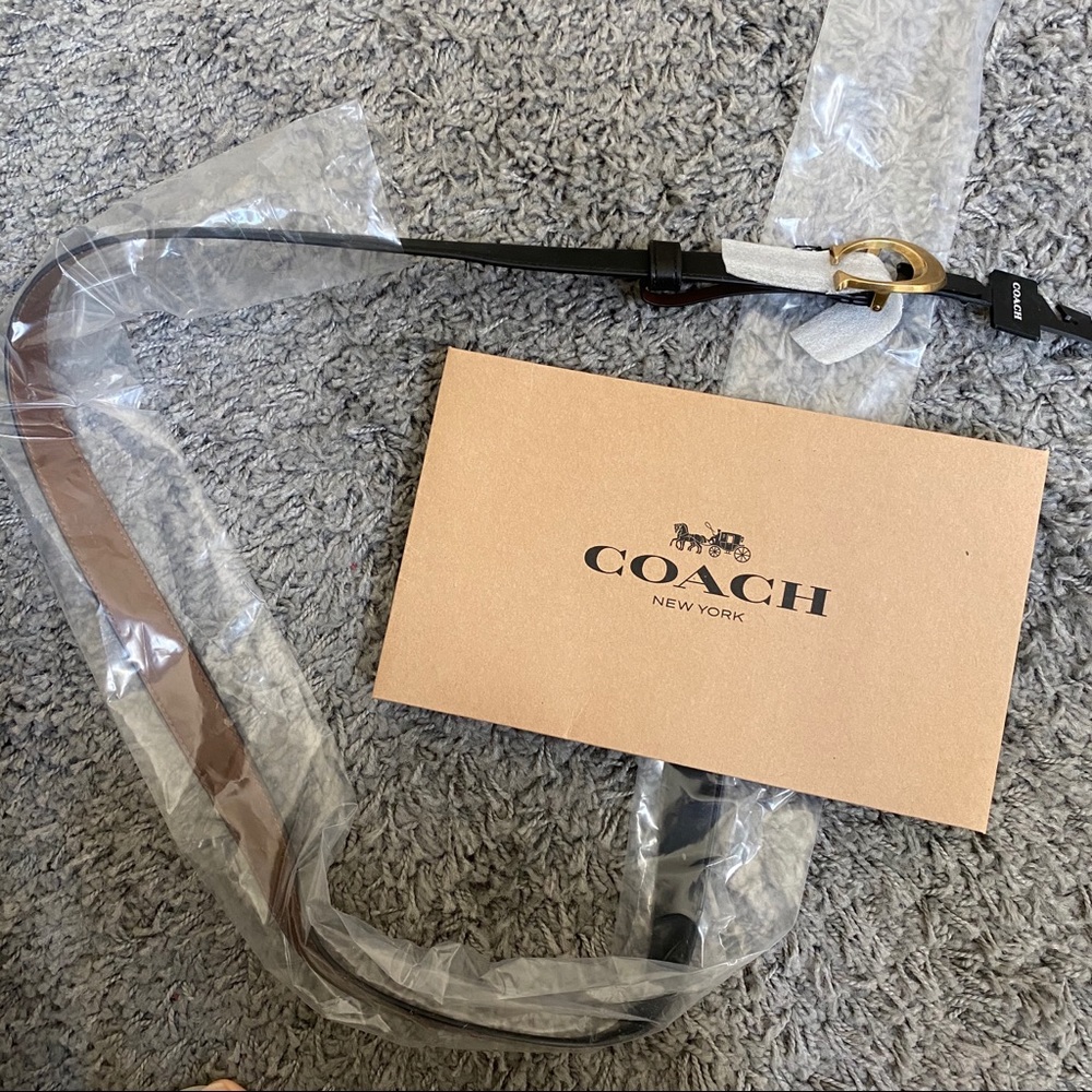 Coach Black Signature 25mm New Belt NWT - Picture 2 of 5